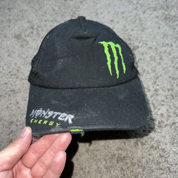 Monster Energy Drink Snapback Hat Mesh Black Trucker Adjustable Logo OSFM - Picture 1 of 6
